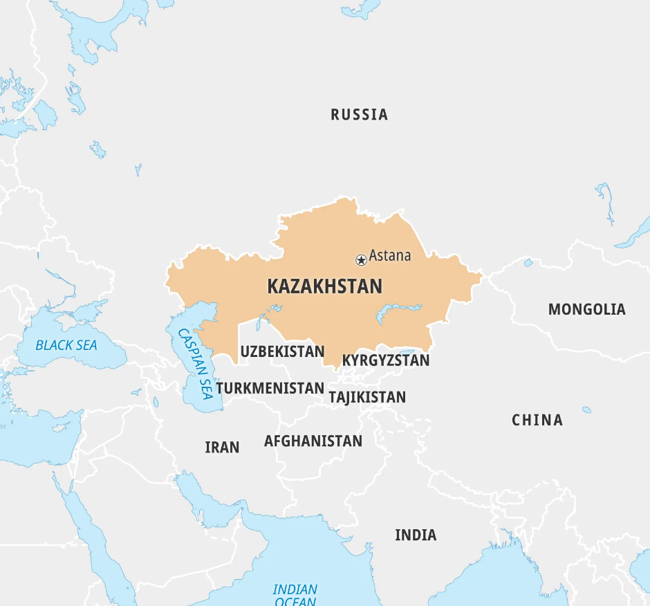 Kazakhstan on the map